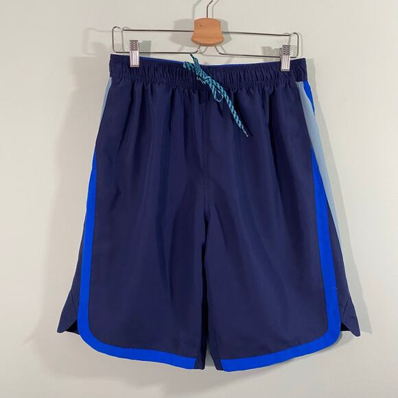 Nike Men Blue Graphics "Swoosh" Embroidered Swim Trunks Size L - Picture 1 of 9